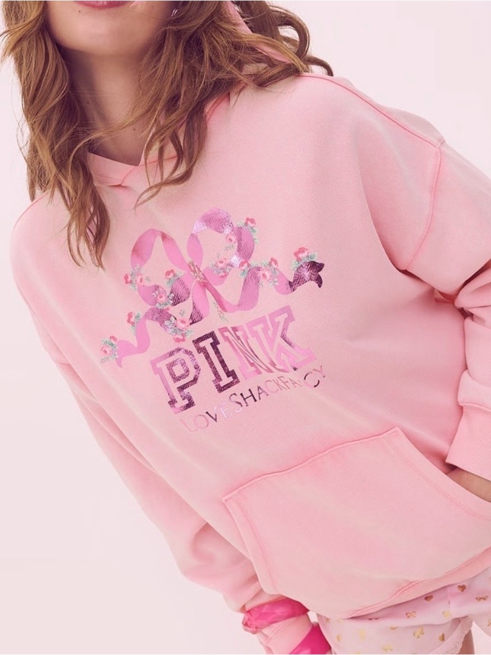 PINK x LoveShackFancy Hoodie, Large, Lollipop Wash